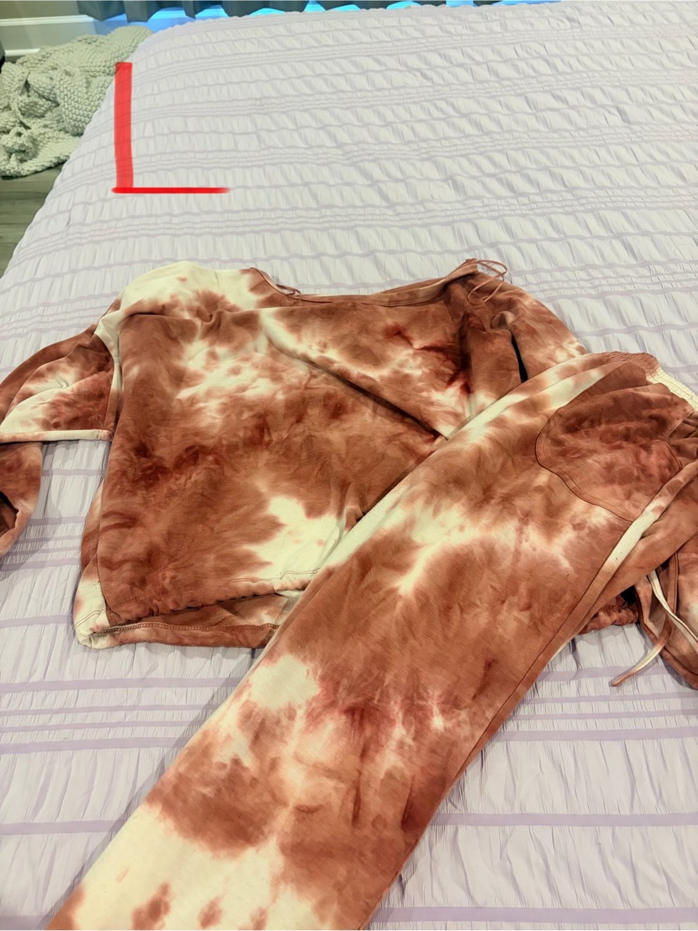 Tie-Dye Lounge Sweatshirt and Joggers Set - Rust & Cream